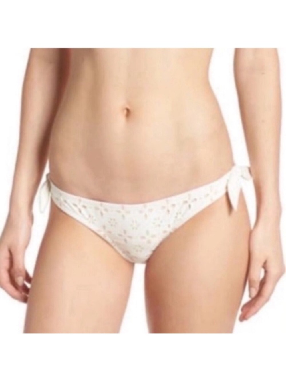 J. Crew Women’s White Eyelet Tie-Side Bikini Bottom size M